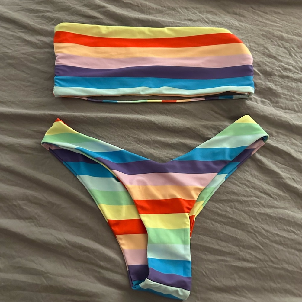 SHEIN Red and Yellow Bikini Swimwear